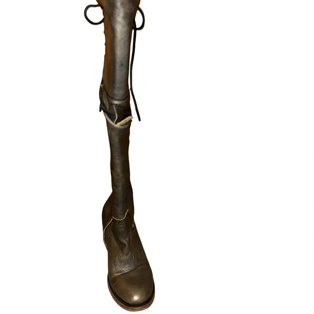 FREEBIRD by Steven Carolina Boots Brown Leather Over The Knee Distressed tall 8